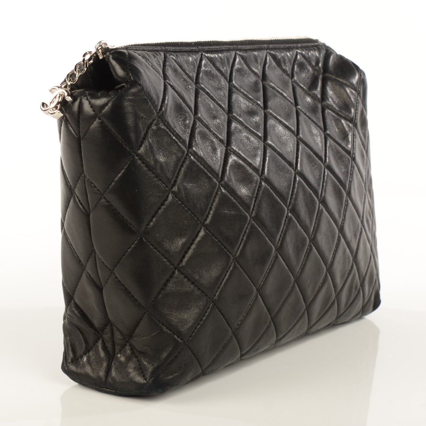 Lambskin Quilted Cosmetic Case Black