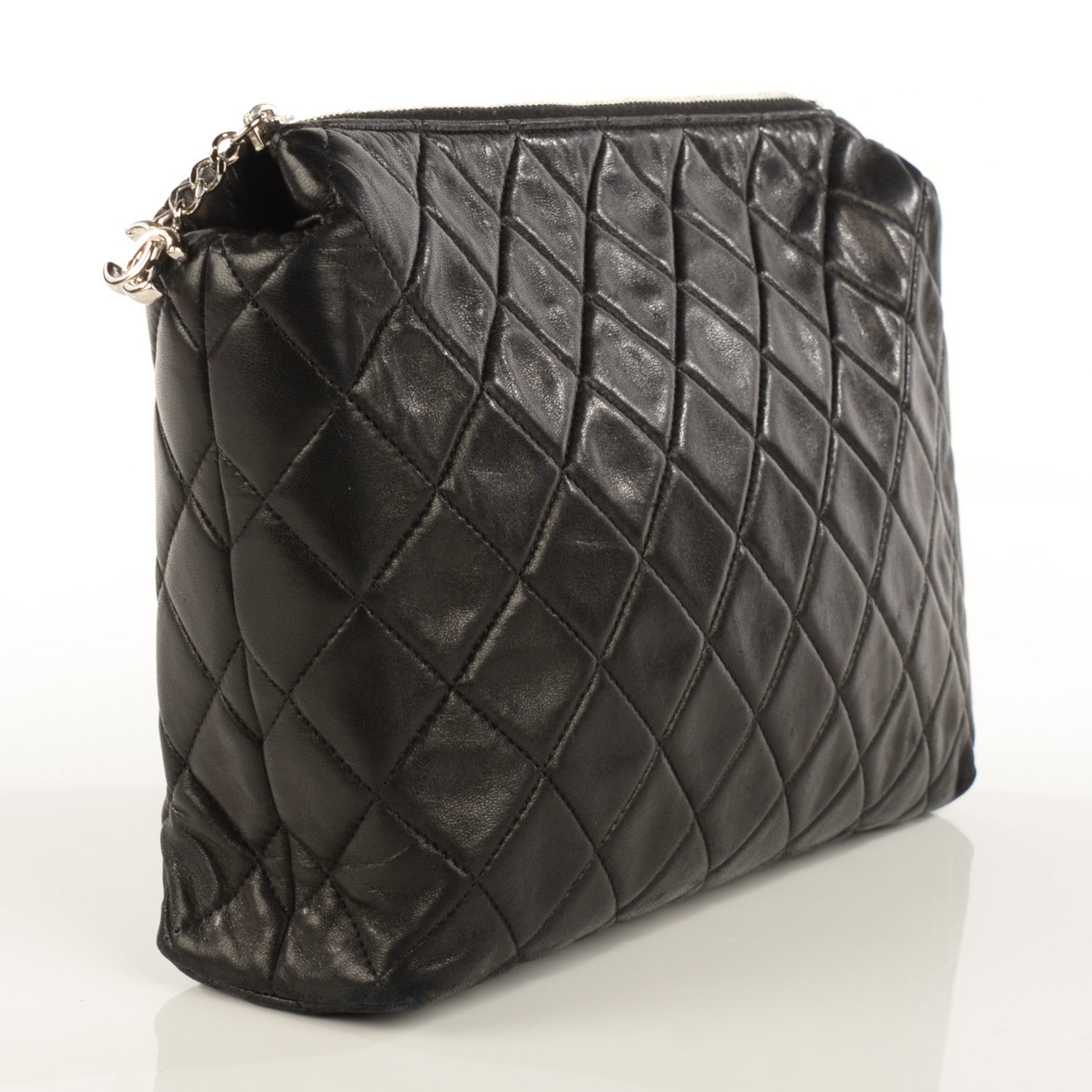 Chanel Lambskin Quilted Cosmetic Case Black 3 of 7