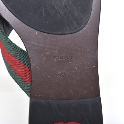 Gucci Nylon Calfskin Web GG Monogram Womens Thong Sandals 41 Green Red Cocoa 9 of 10