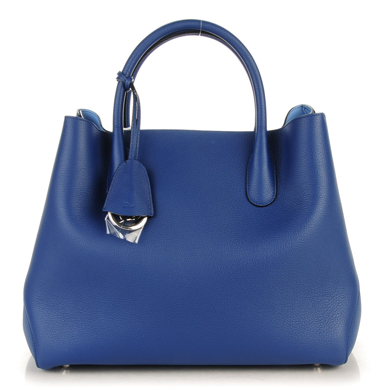 Christian Dior Supple Grained Calfskin Large Open Bar Tote Blue 1 of 6