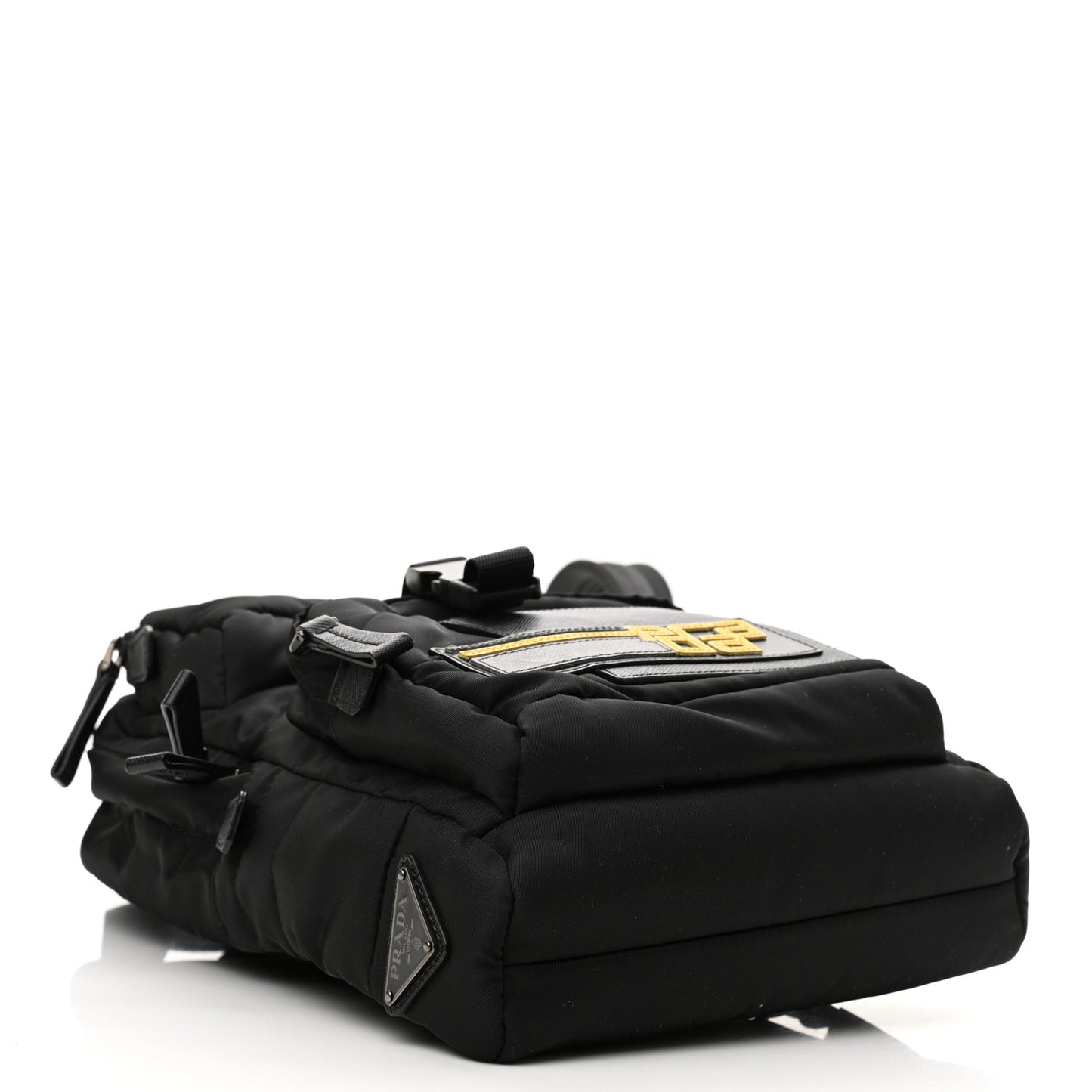 Nylon Saffiano Racing Logo Backpack Black Yellow