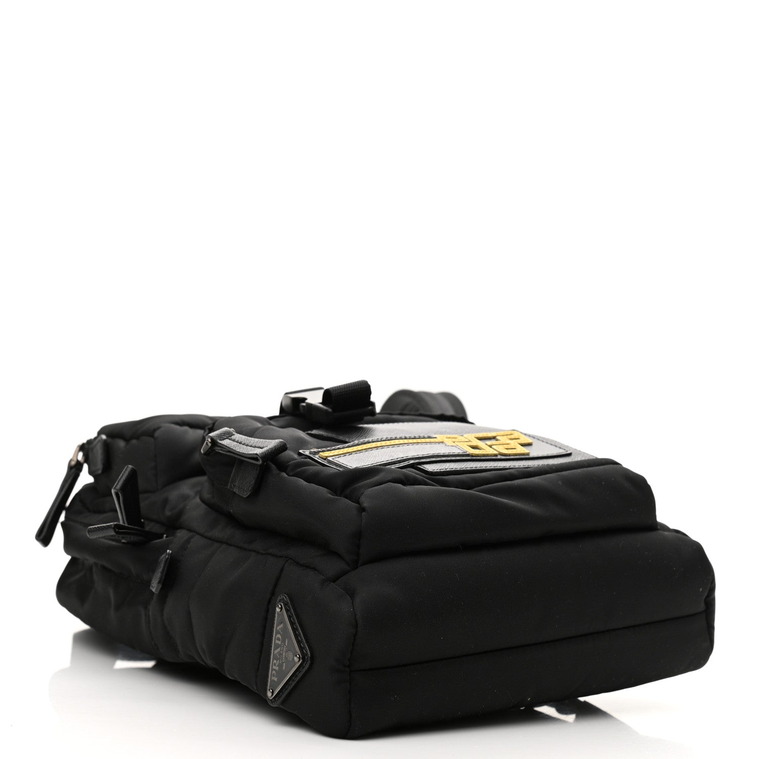 Prada Nylon Saffiano Racing Logo Backpack Black Yellow 4 of 10