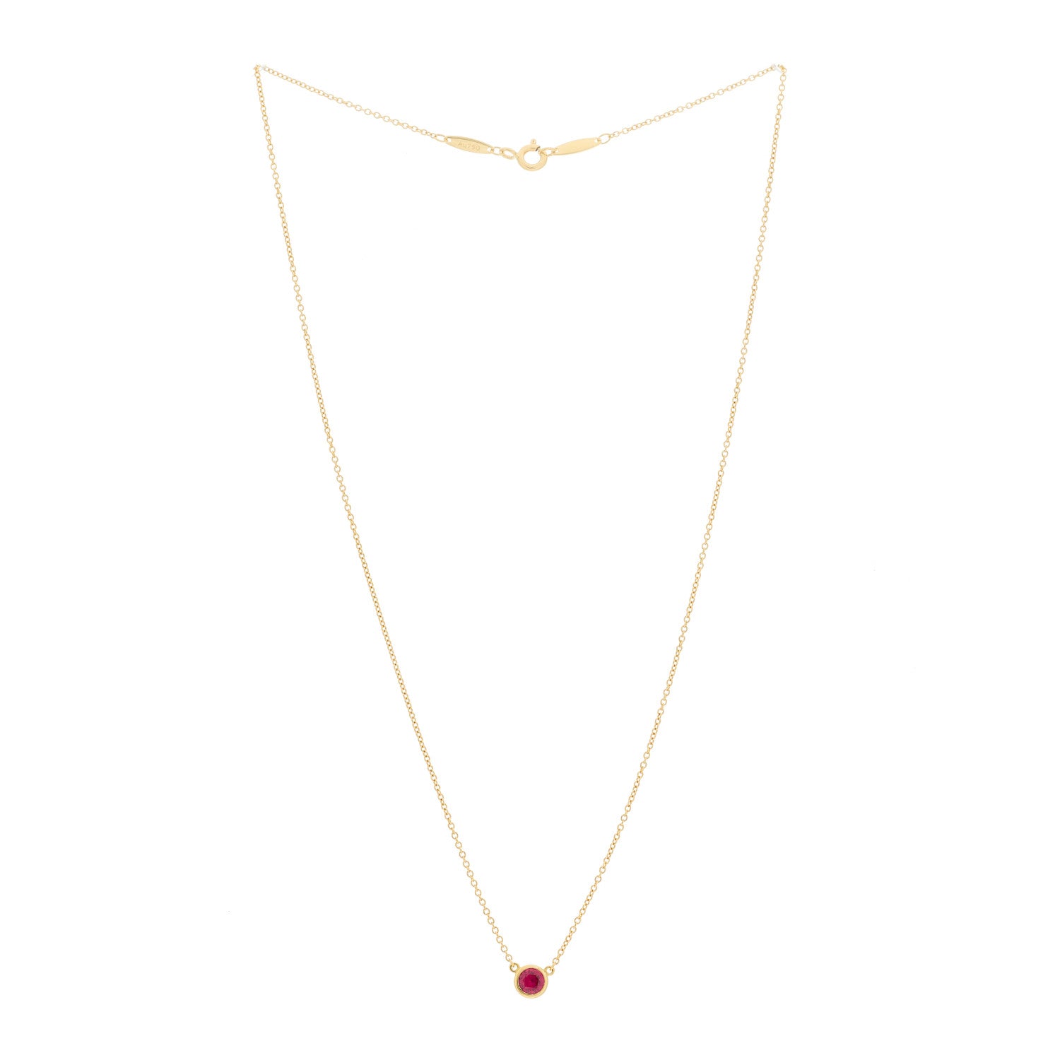 Tiffany 18K Yellow Gold Ruby Elsa Peretti Color By The Yard Pendant Necklace 3 of 6
