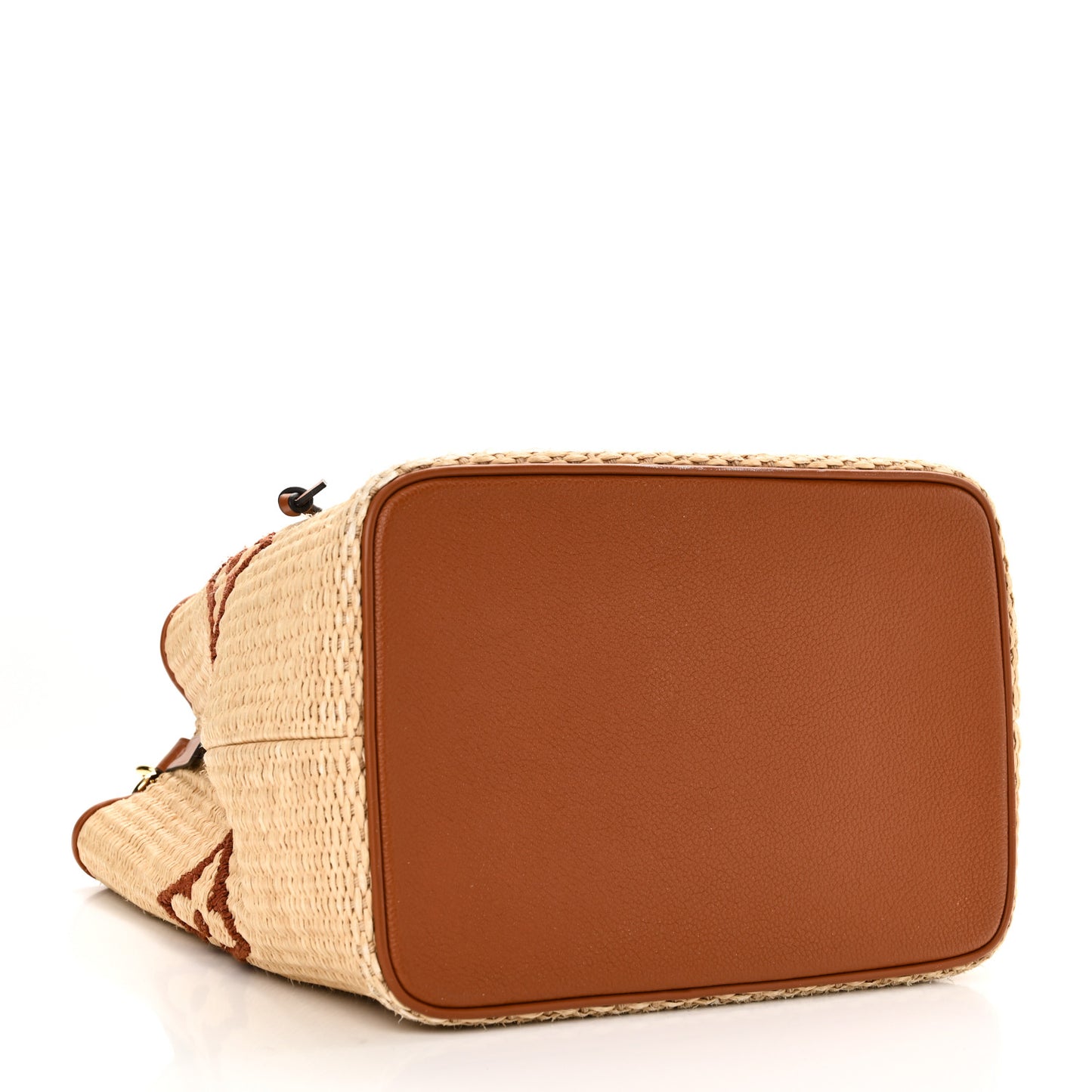 Raffia Calfskin Monogram Neonoe MM Tan