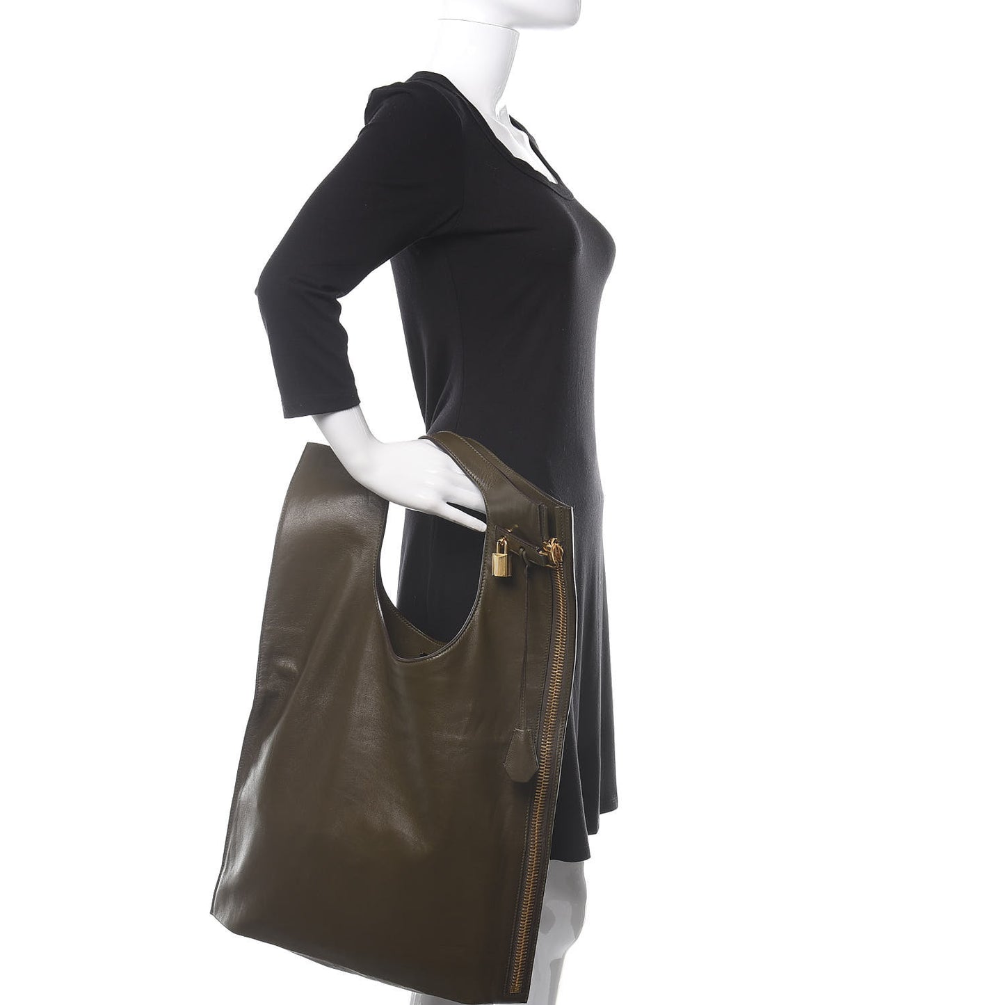 Ramskin Large Alix Padlock Zip Shoulder Bag Green