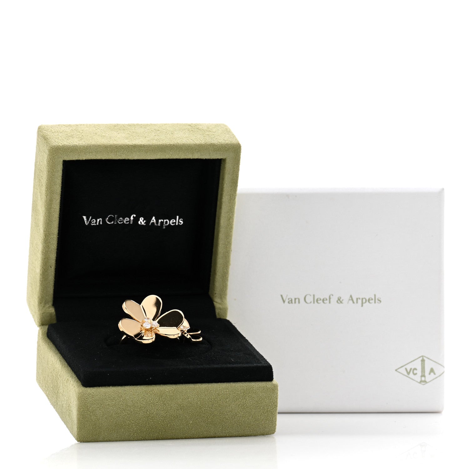Van Cleef & Arpels 18K Yellow Gold Diamond Frivole Between The Finger Ring 50 5.25 5 of 5