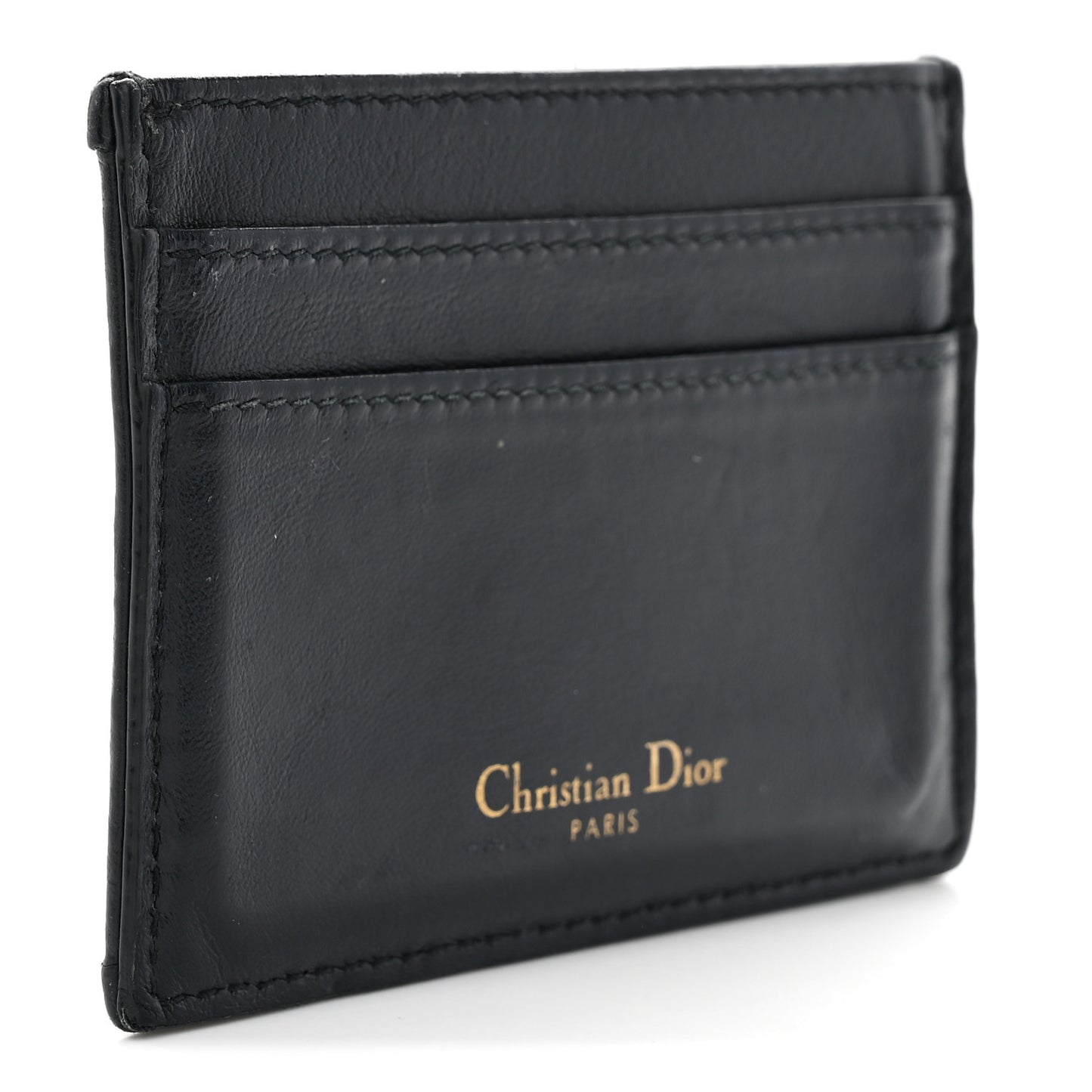 Oblique Calfskin Card Holder Black