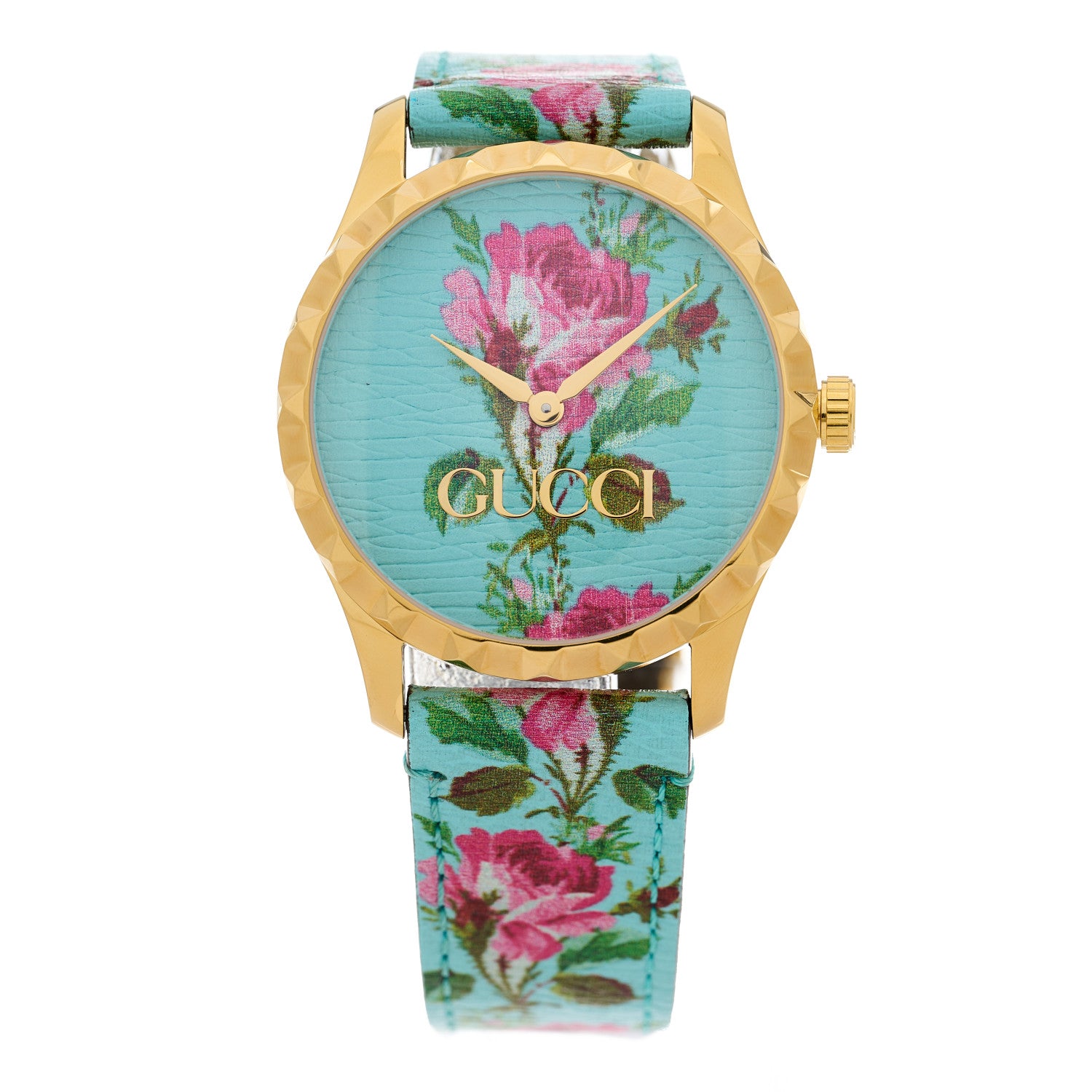 Gucci Stainless Steel Calfskin 38mm G-Timeless Floral Quartz Watch Blue 1 of 5