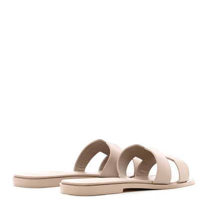 Hermes Box Calfskin Oran Sandals 37 Beige Mastic 6 of 12