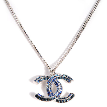 Chanel Crystal Baguette CC Necklace Blue 1 of 4