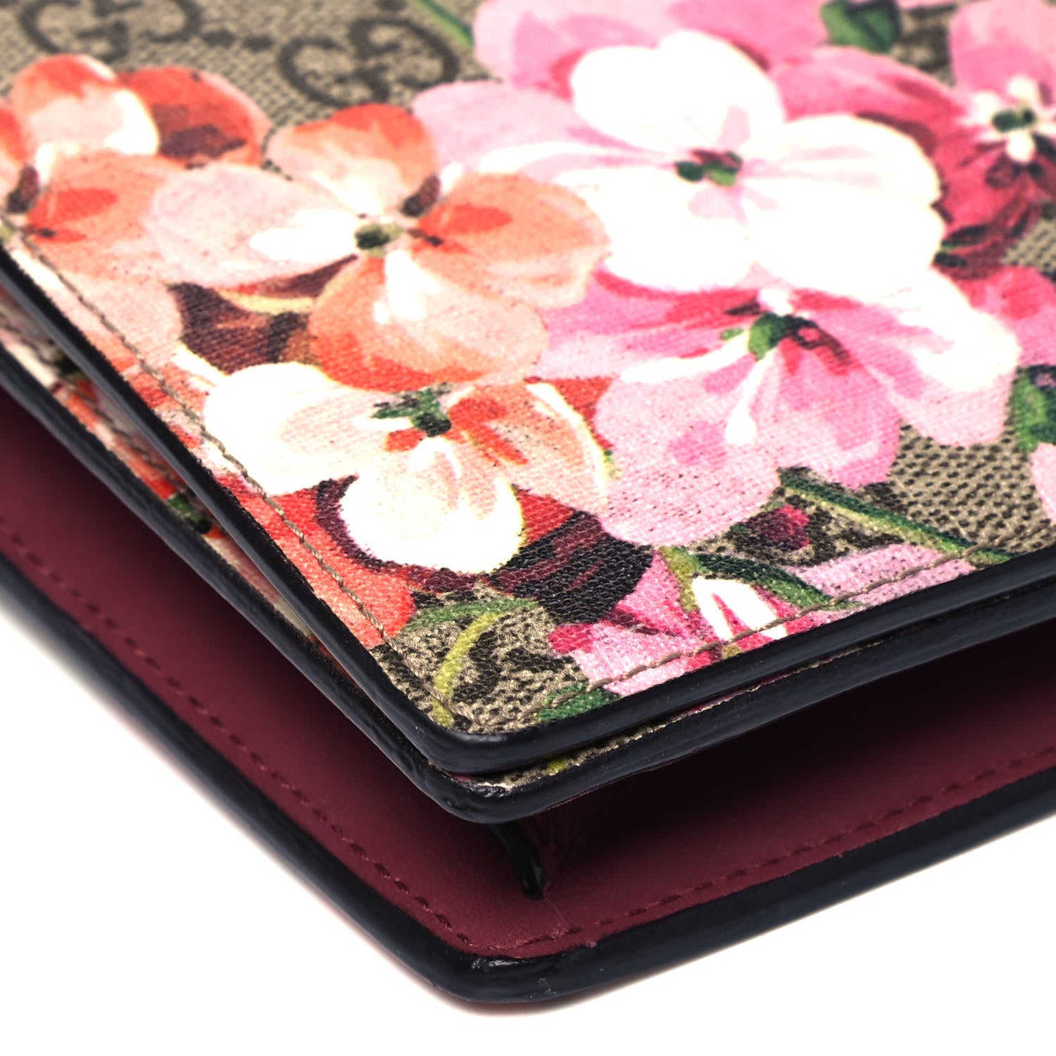 Gucci GG Supreme Monogram Blooms Chain Wallet Beige Multicolor Dry Rose 7 of 8