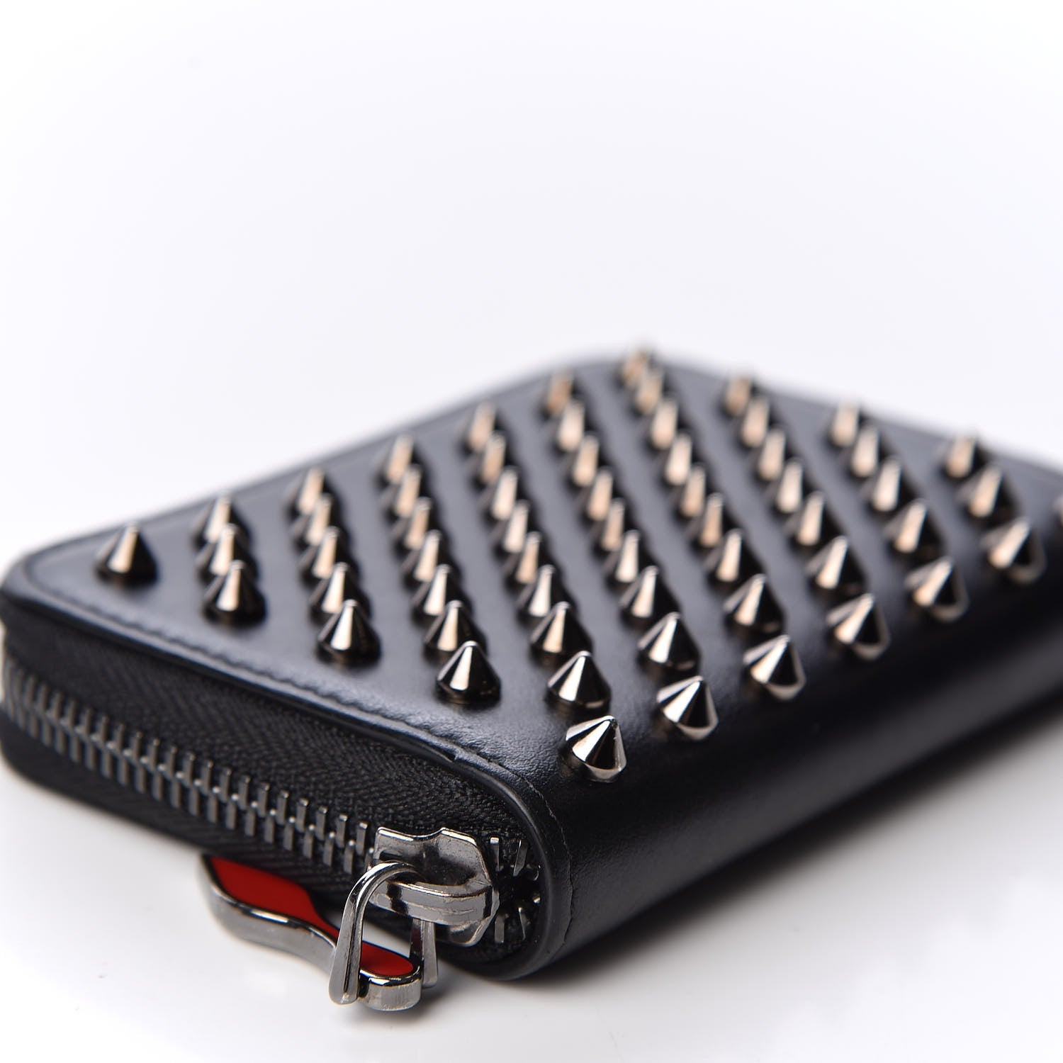 Christian Louboutin Calfskin Spiked Panettone Coin Purse Black 5 of 9