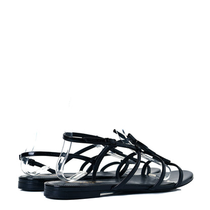 Saint Laurent Patent Calfskin Cassandra Monogram Sandals 38.5 Black 4 of 9