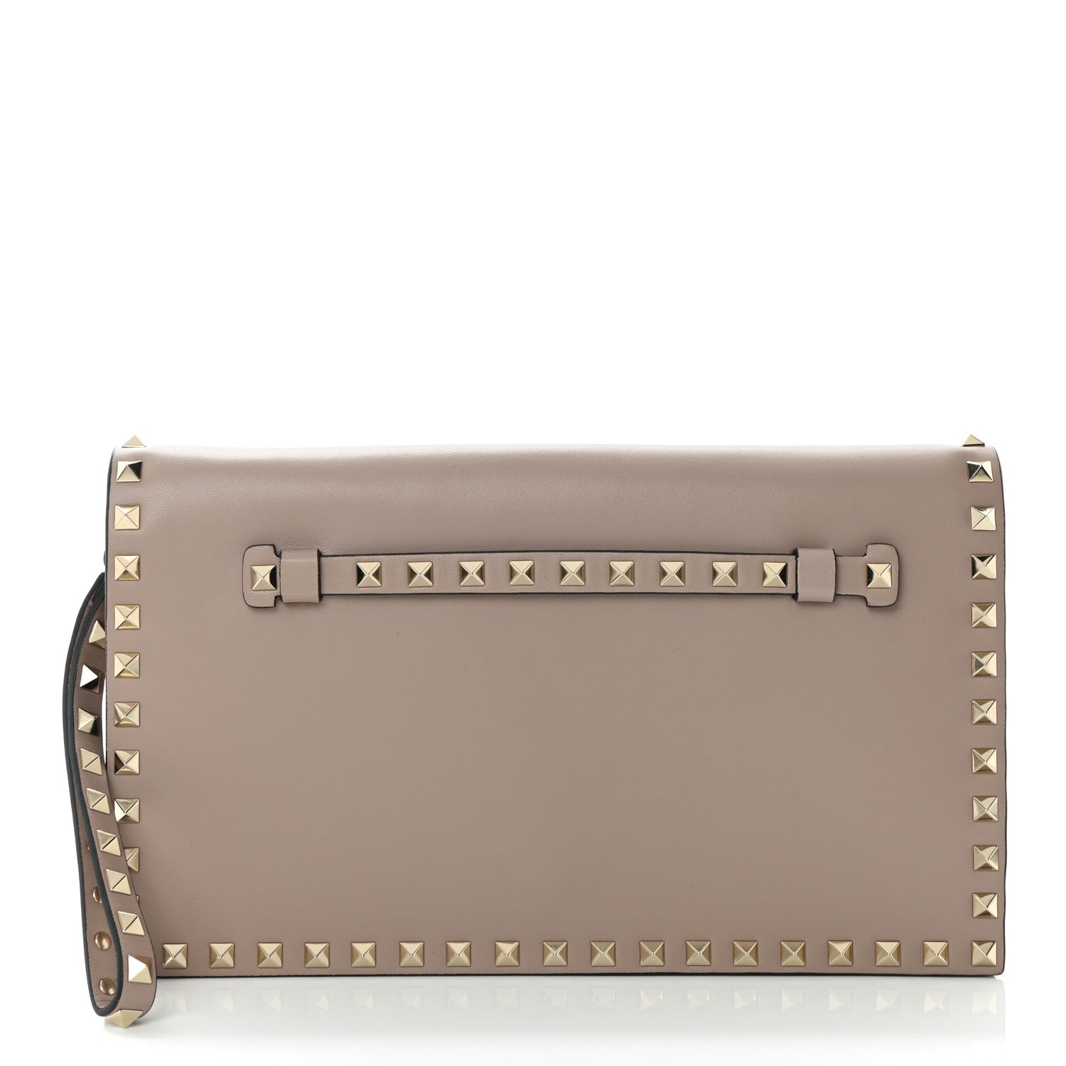 Valentino Garavani Nappa Rockstud Wristlet Clutch Poudre 1 of 12