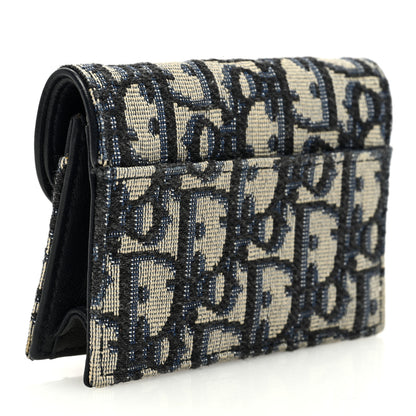 Christian Dior Oblique Saddle Card Holder Blue 3 of 6