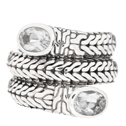John Hardy Sterling Silver White Topaz Classic Chain Coil Ring 52 6 1 of 5