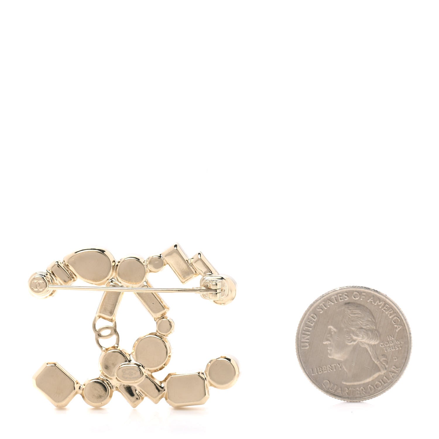 Chanel Crystal Baguette Pearl CC Brooch Gold 3 of 5