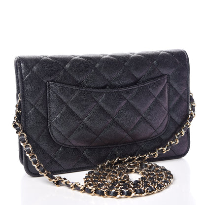 Chanel Iridescent Caviar Quilted Wallet On Chain WOC Black 3 of 12