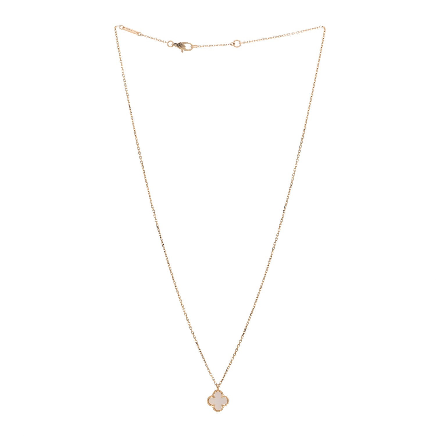 Van Cleef & Arpels 18K Yellow Gold Mother of Pearl Sweet Alhambra Pendant Necklace 2 of 5