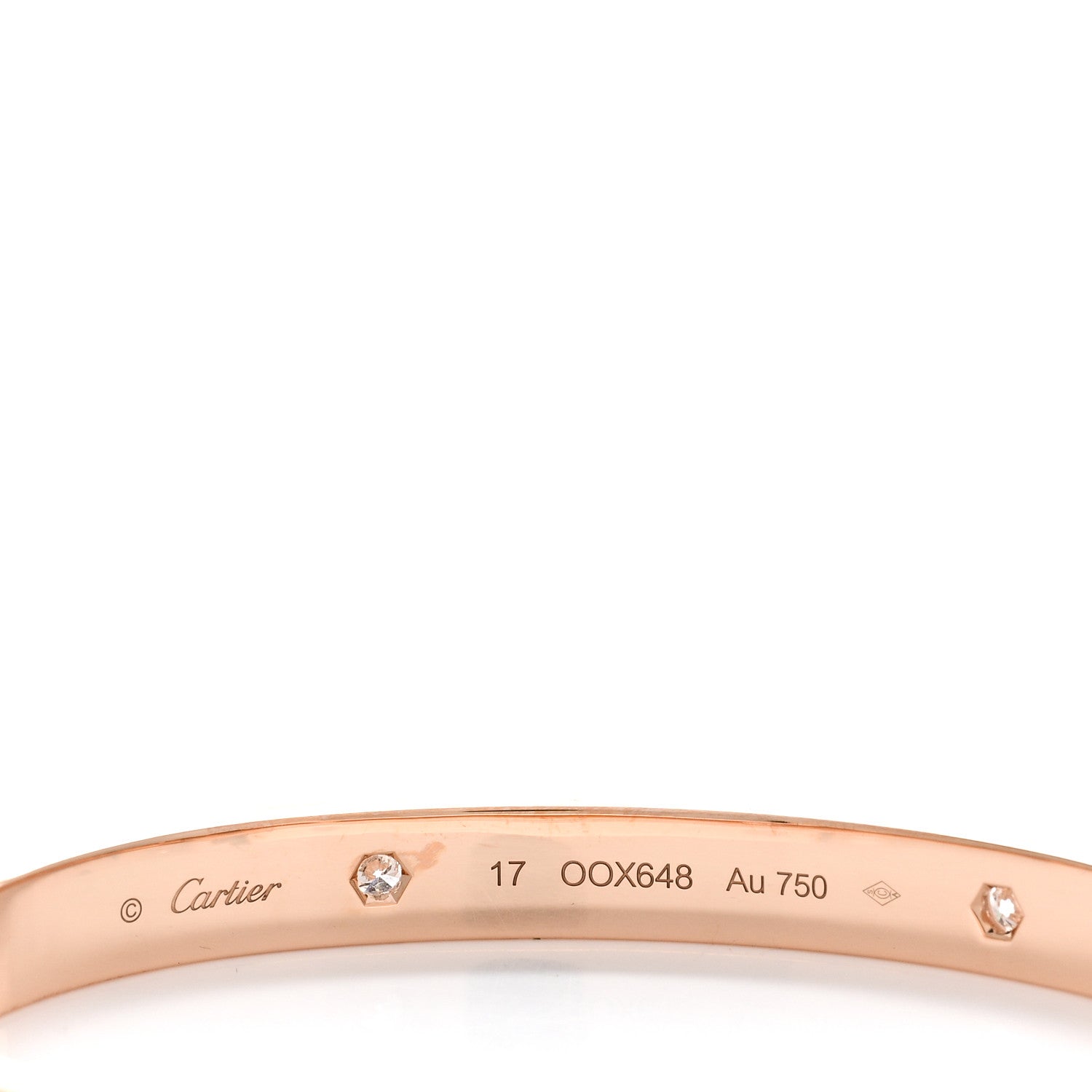 Cartier 18K Pink Gold 4 Diamond LOVE Bracelet 17 4 of 4
