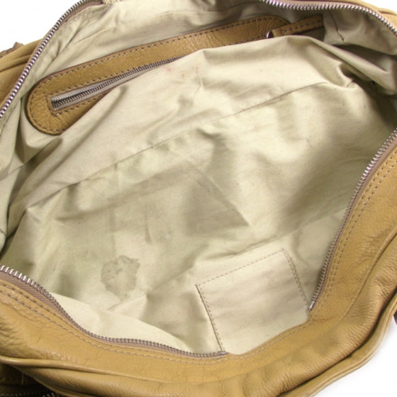 Leather Paddington Double Zipped Bowler Yellow