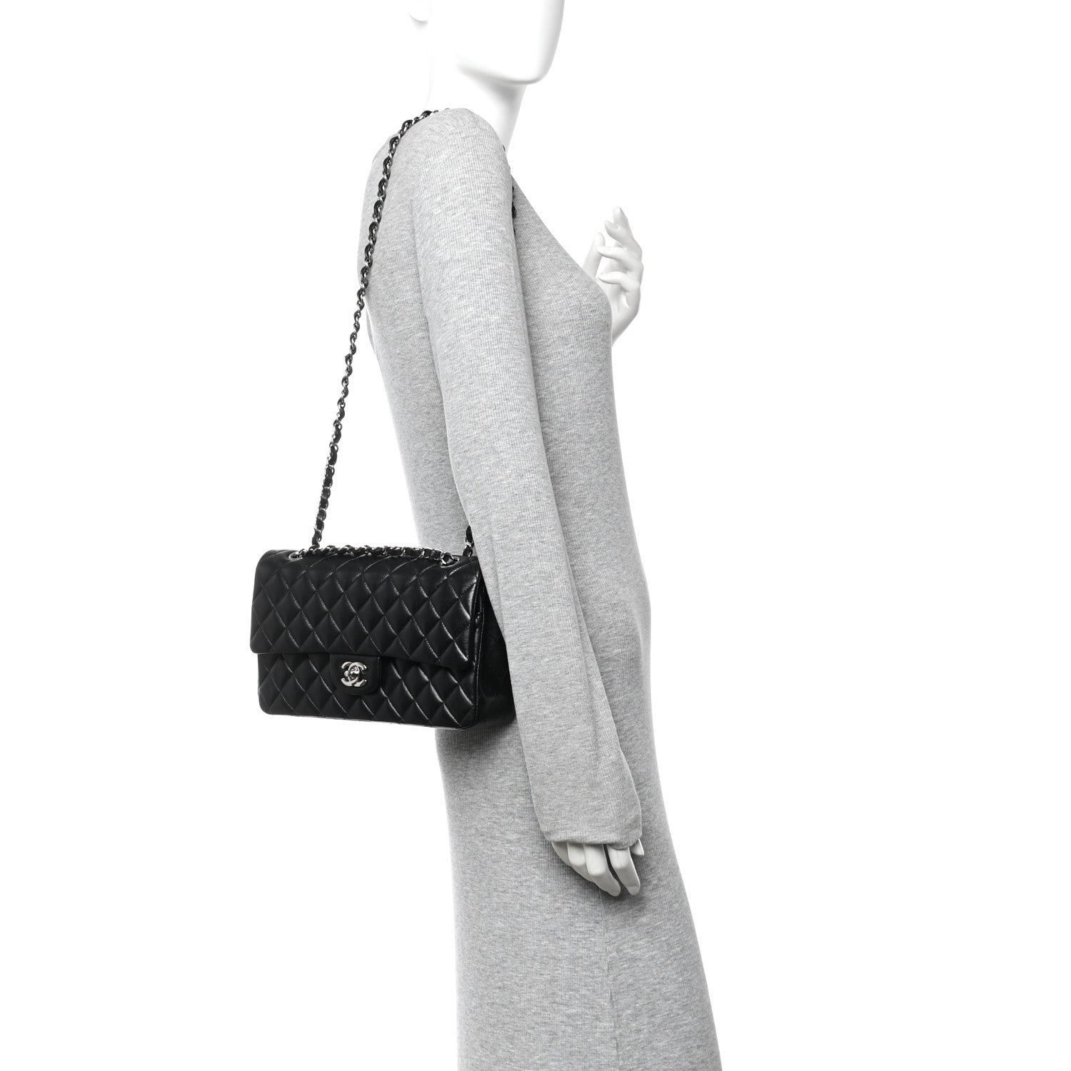 Chanel Lambskin Quilted Medium Double Flap Black 2 of 12