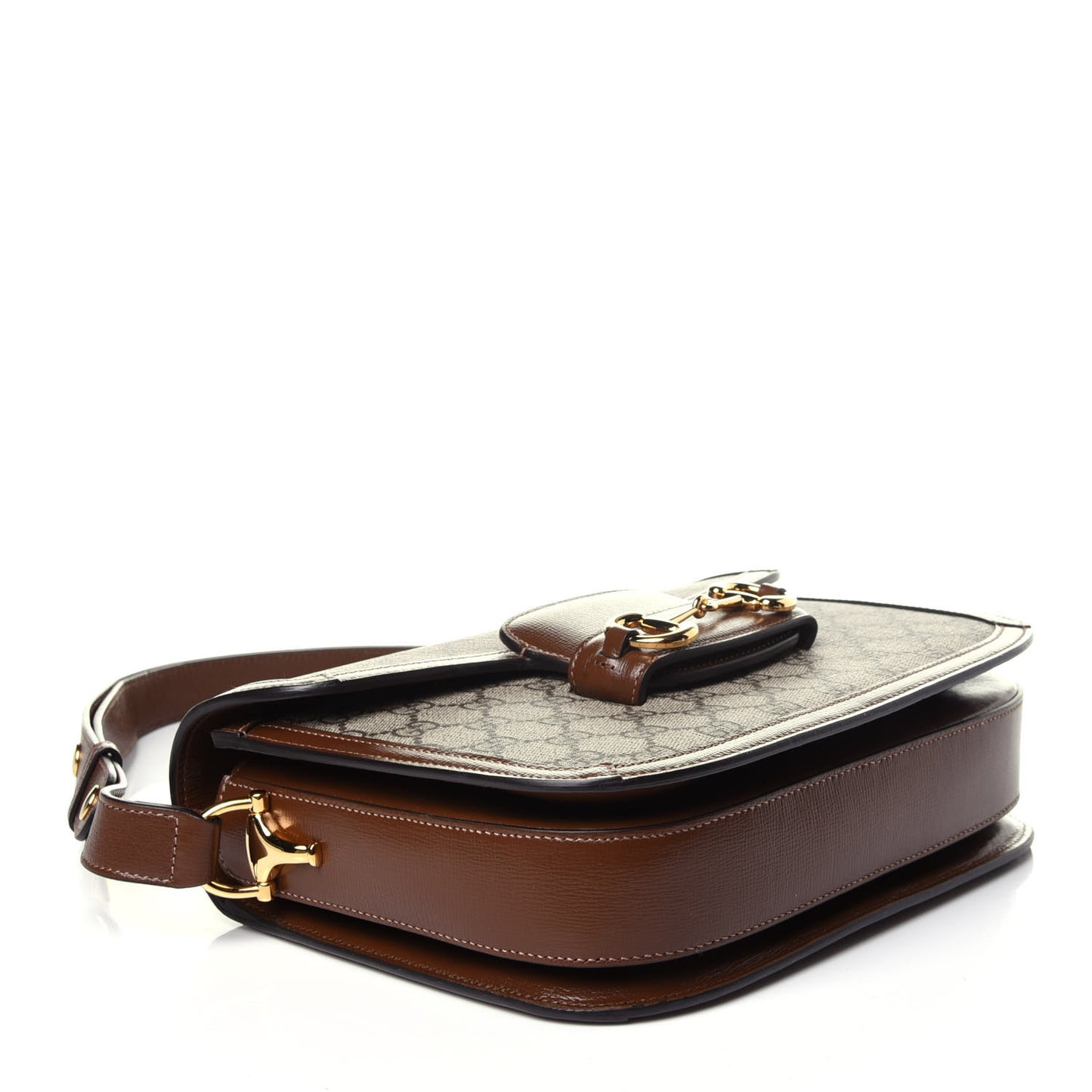 GG Supreme Monogram Horsebit 1955 Shoulder Bag Beige Brown Sugar