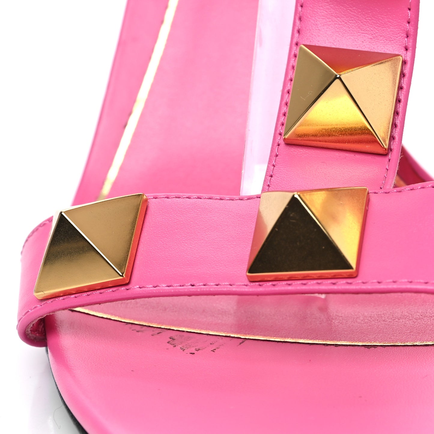 Calfskin Roman Stud Ankle Strap 100mm Sandals 40 Feminine Pink