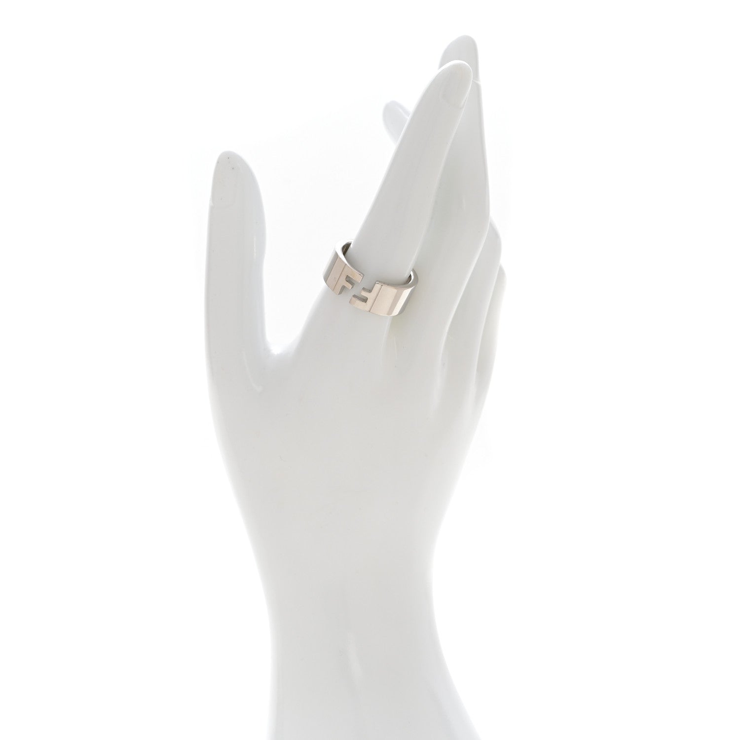 Fendi Metal FF Ring Orosoft M 63 10.25 Silver 2 of 7
