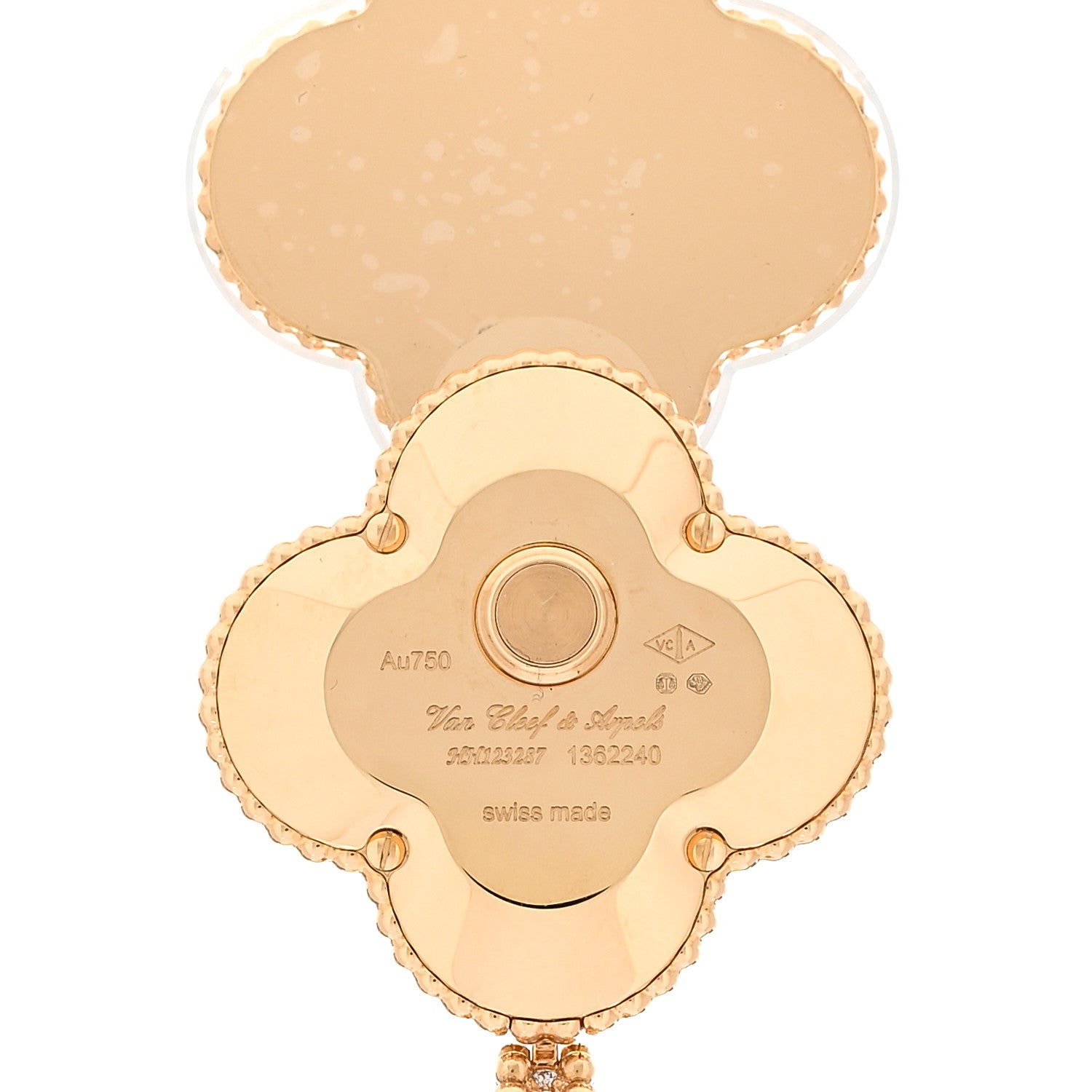 Van Cleef & Arpels 18K Yellow Gold Diamond Turquoise Mother of Pearl 28mm Magic Alhambra Quartz Watch 4 of 6