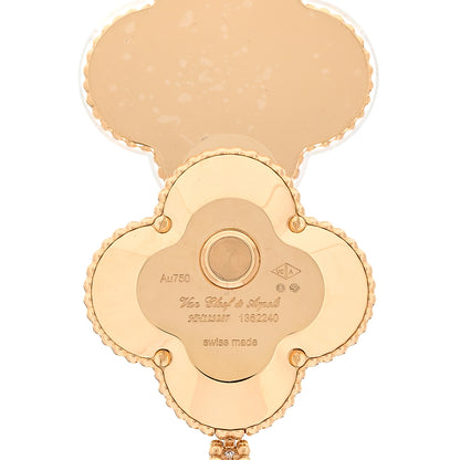 Van Cleef & Arpels 18K Yellow Gold Diamond Turquoise Mother of Pearl 28mm Magic Alhambra Quartz Watch 4 of 6