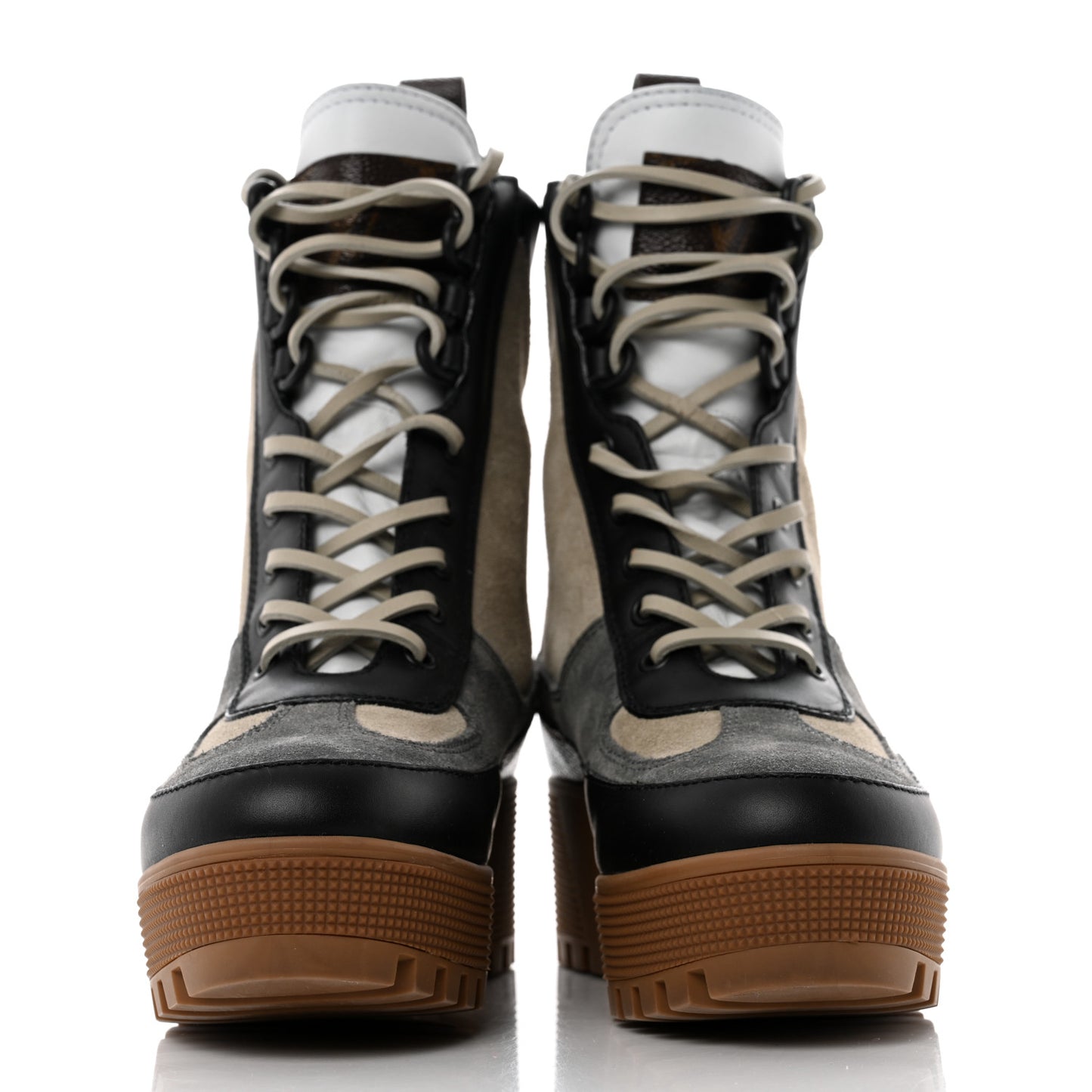 Suede Calfskin Monogram Platform Desert Boots 36.5 Dark Gray