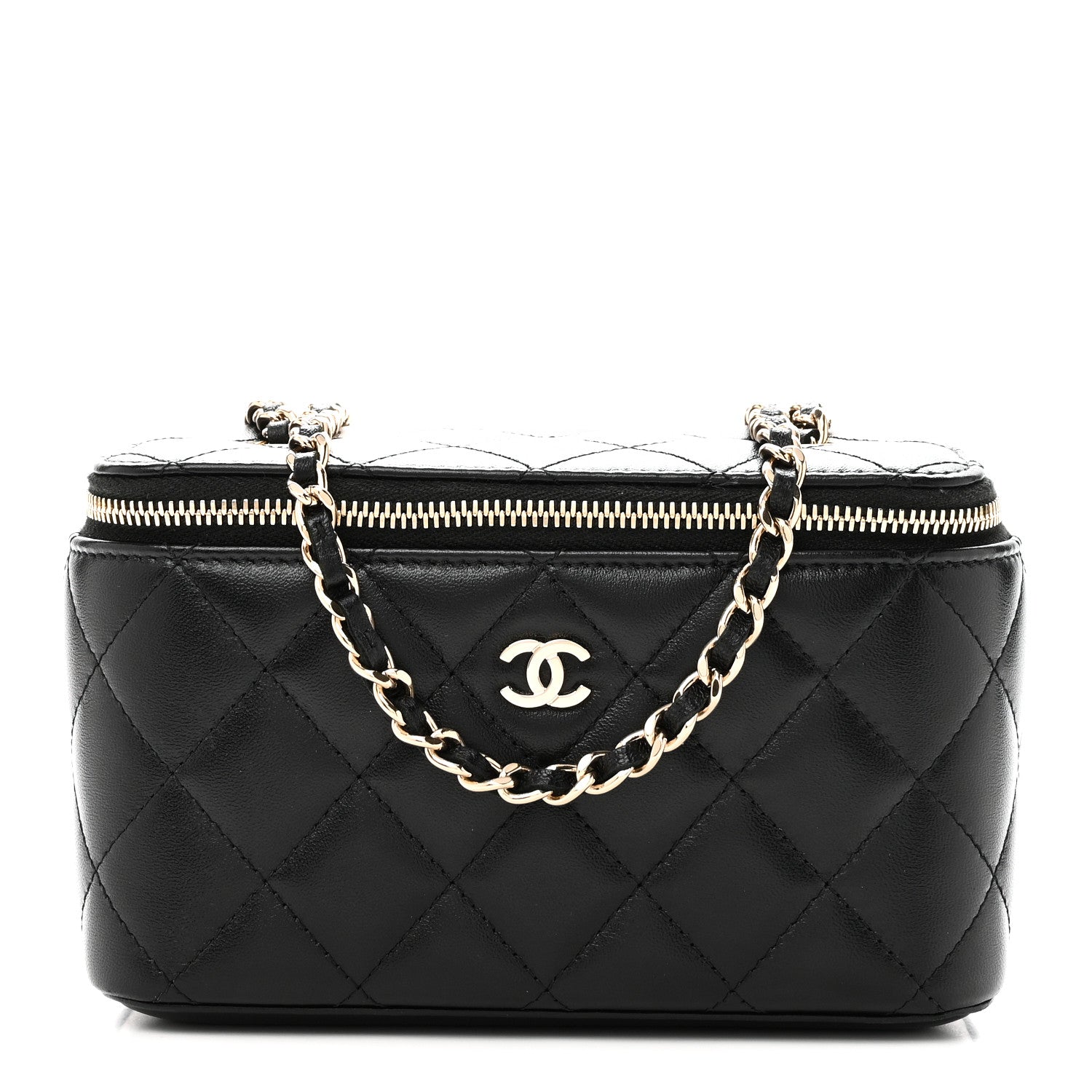 Chanel Lambskin Quilted Small Vanity Case With Chain Black 1 of 11