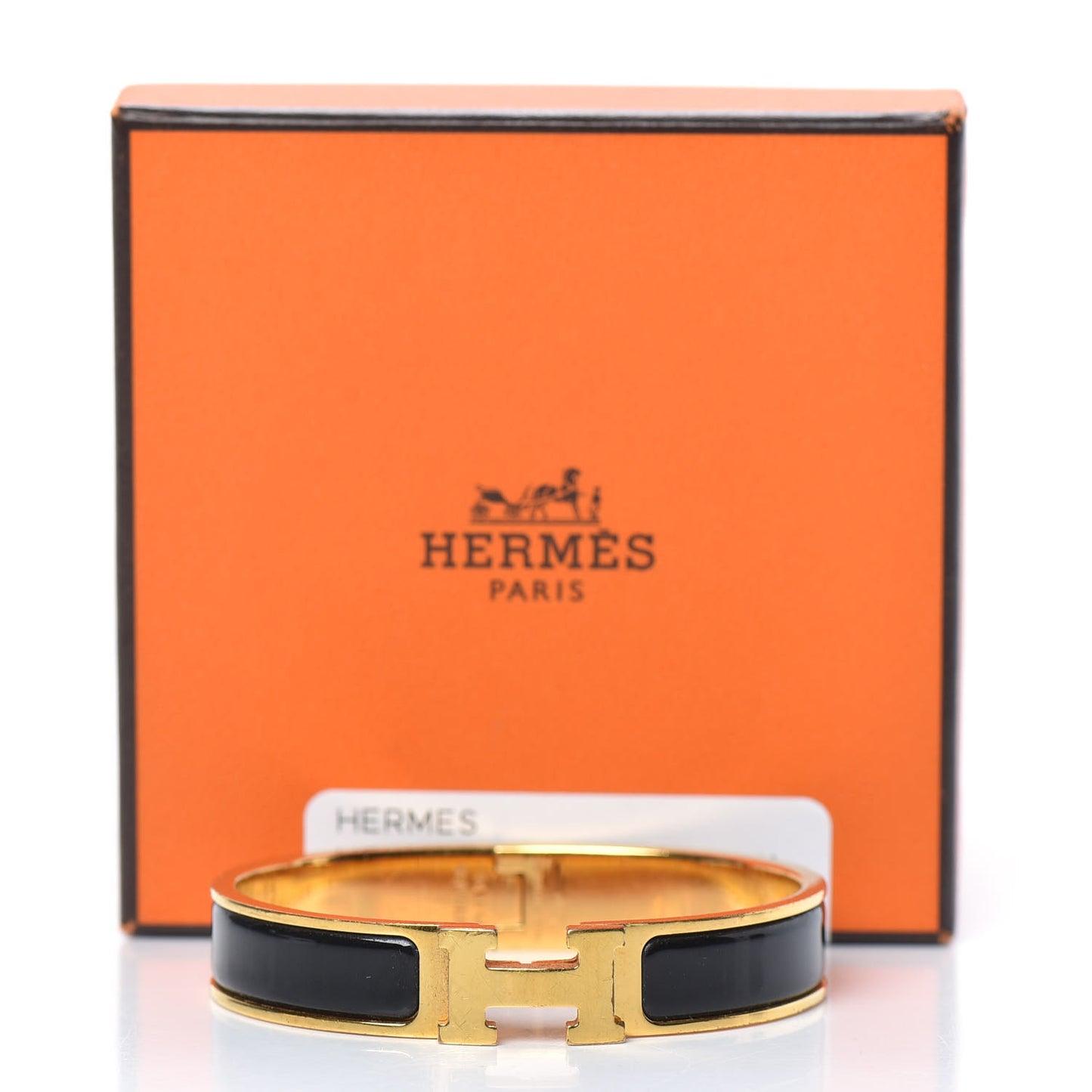 Enamel Narrow Clic Clac H Bracelet GM Black
