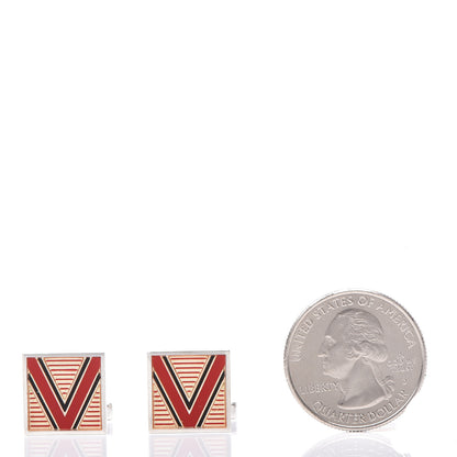 Louis Vuitton Sterling Silver Cufflinks and Damier Ebene Case 2 of 6