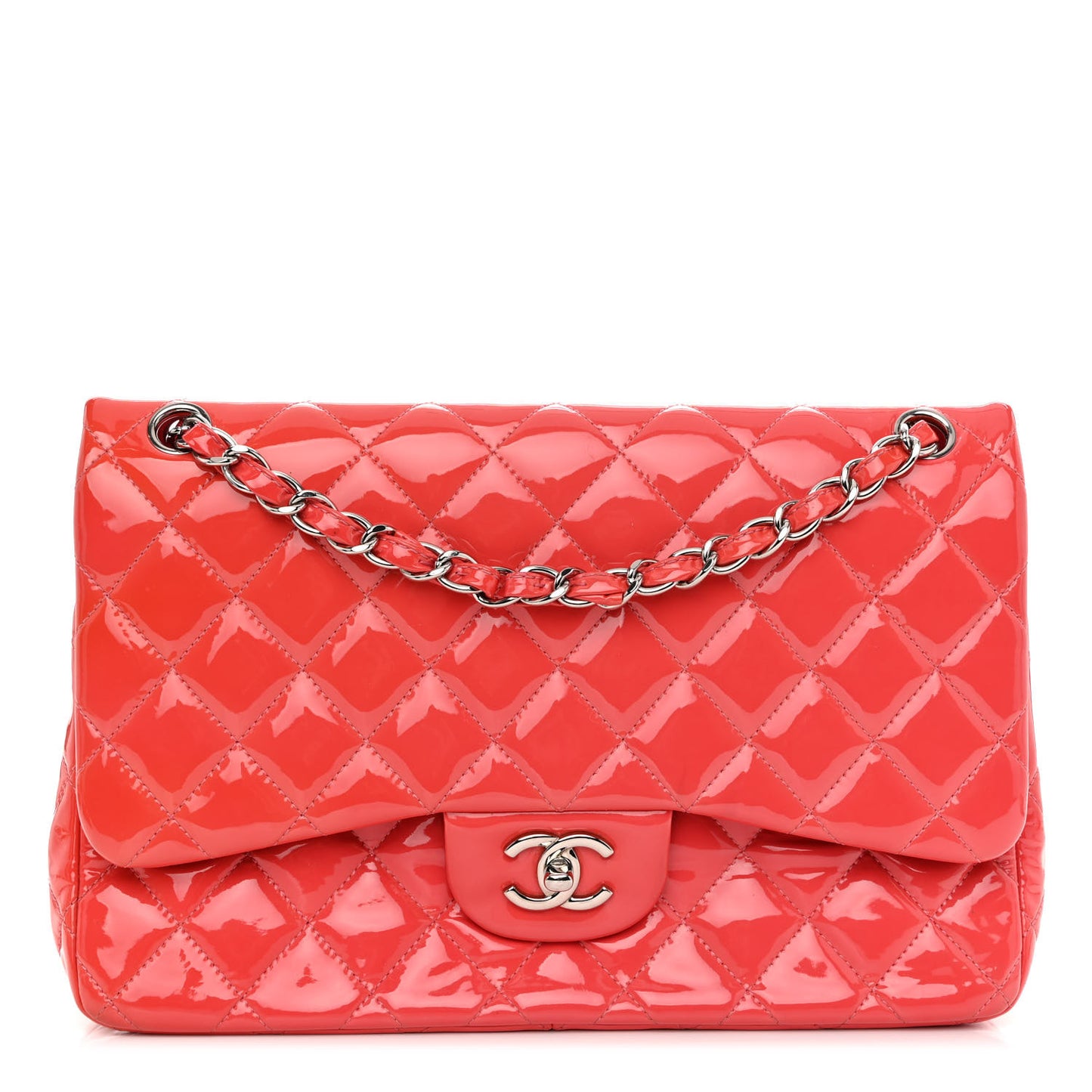 Patent Quilted Jumbo Double Flap Pink