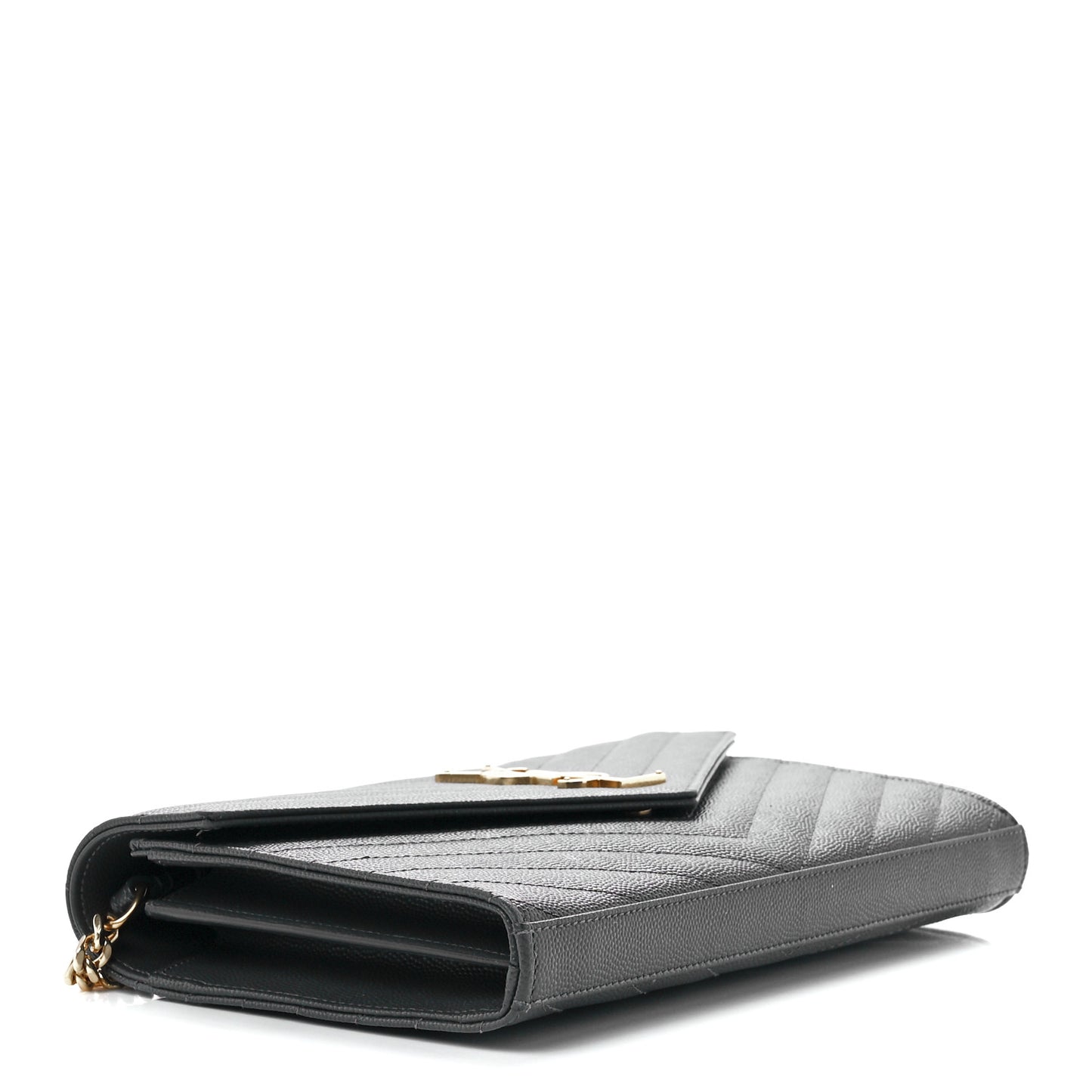 Grain De Poudre Matelasse Chevron Monogram Chain Wallet Oyster Grey