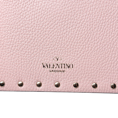 Valentino Garavani Pebbled Calfskin Medium Rockstud Envelope Flat Wristlet Pouch Water Rose 5 of 7