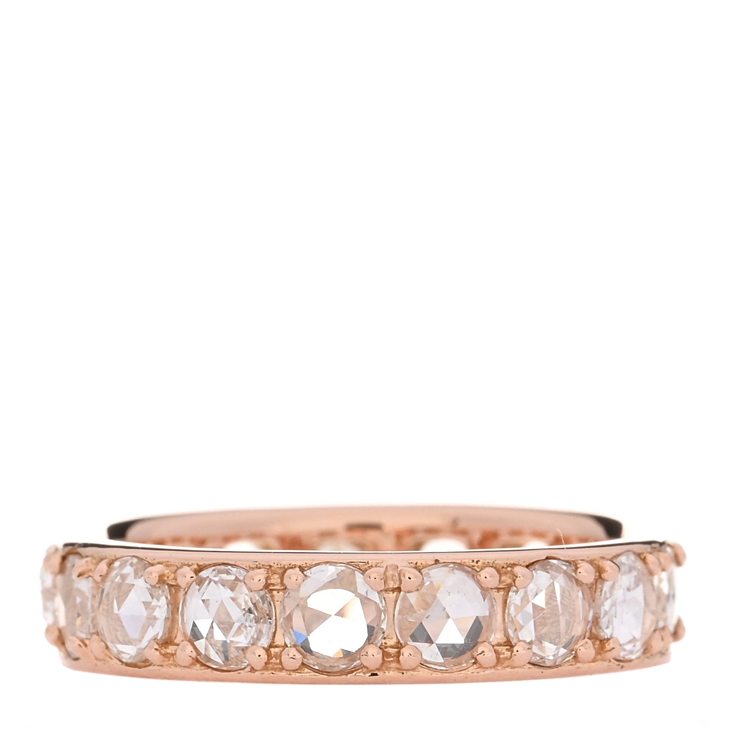 18K Rose Gold Diamond Metro Rose Cut Eternity Band Ring 46 3.75