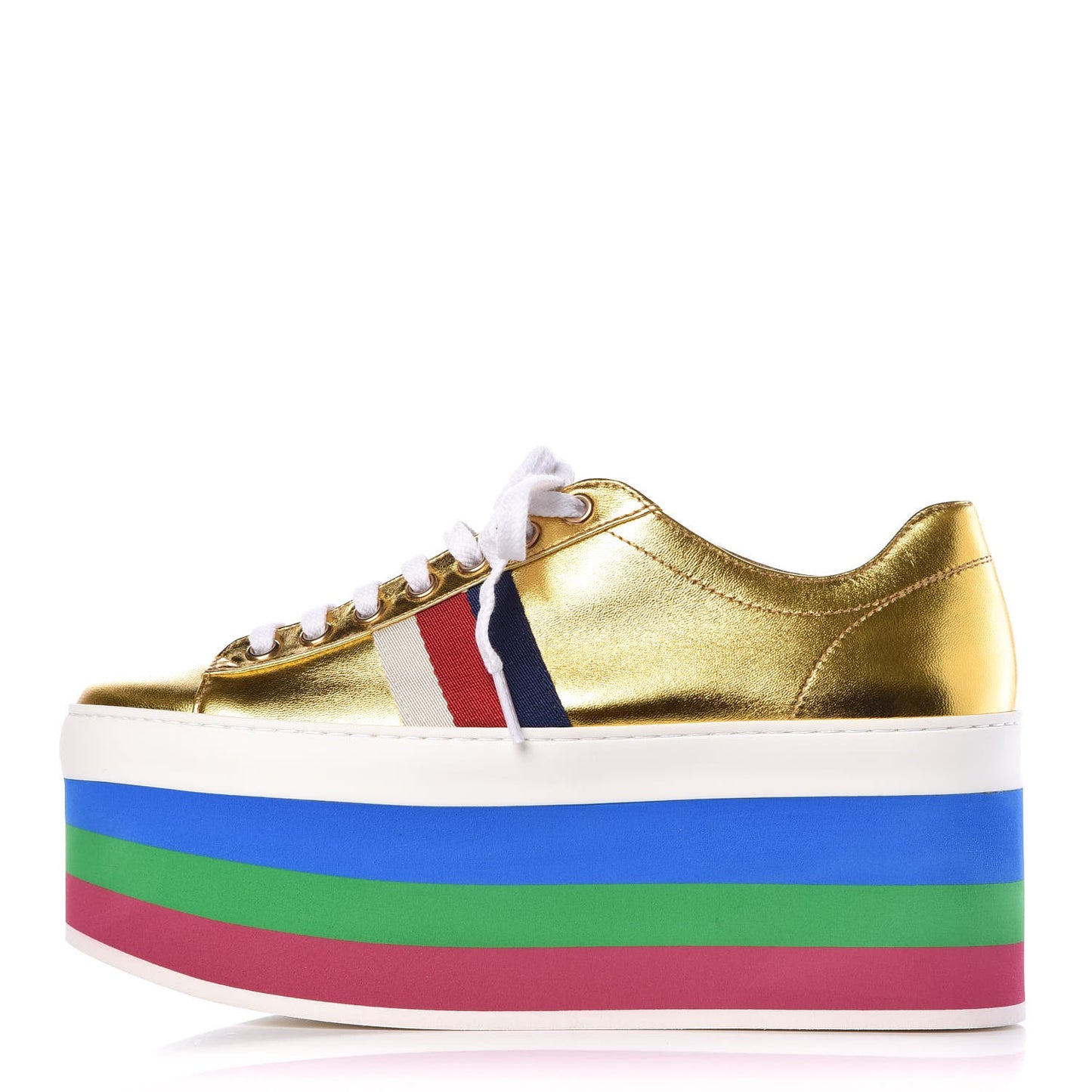 Metallic Nappa Peggy Platform Sneakers 36 Oro Vecchio