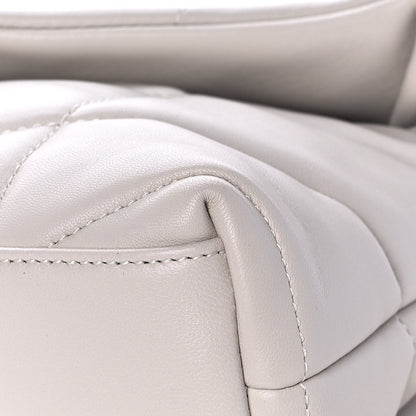 Saint Laurent Lambskin Quilted Toy Loulou Puffer Monogram Chain Satchel Blanc Vintage 11 of 13