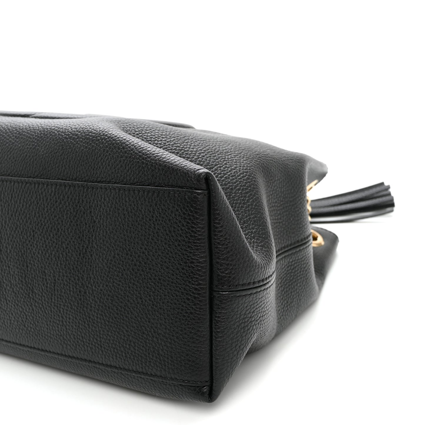Pebbled Calfskin Medium Soho Chain Shoulder Bag Black