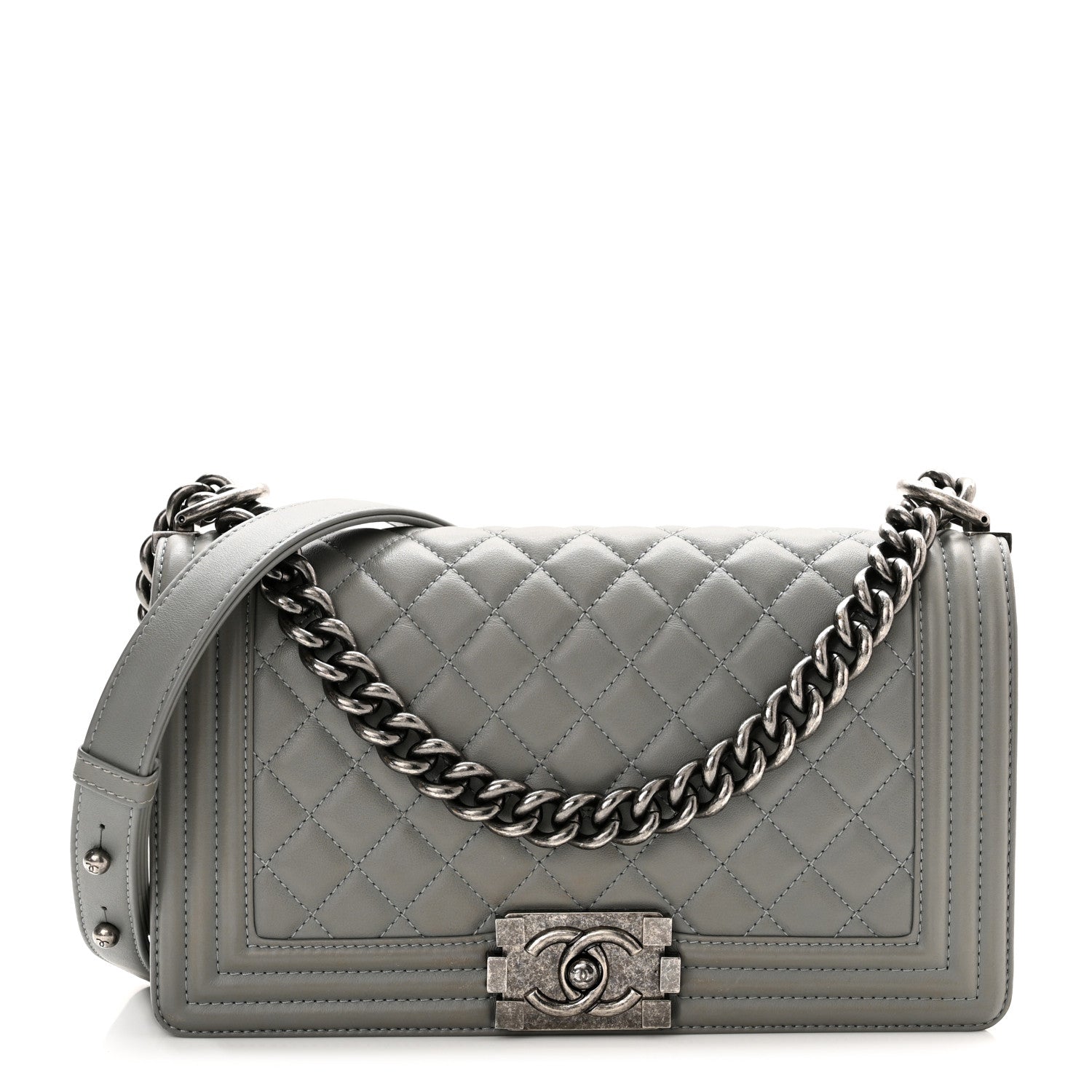 Chanel Lambskin Quilted Medium Boy Flap Grey 1 of 13