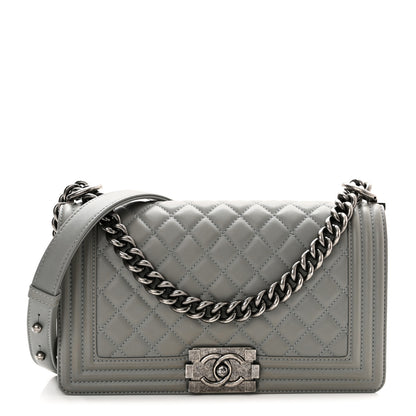 Chanel Lambskin Quilted Medium Boy Flap Grey 1 of 13