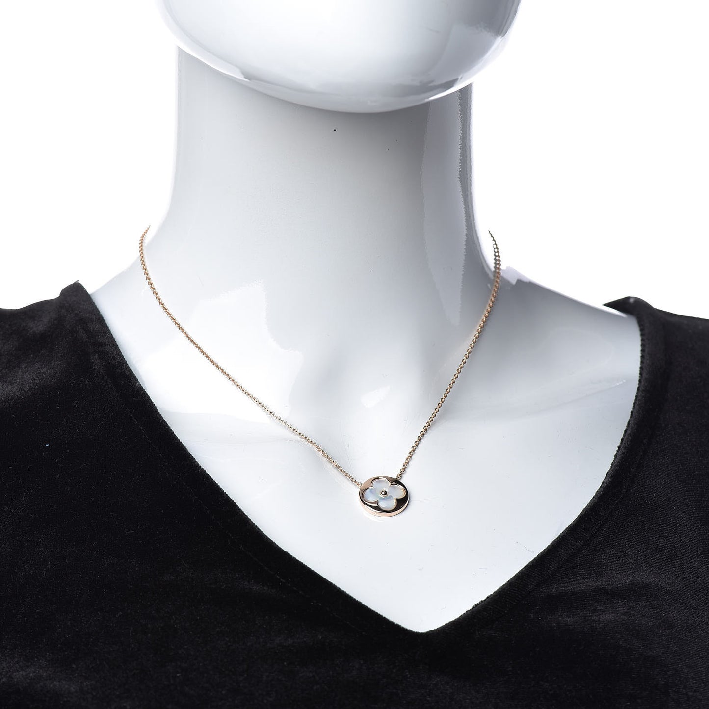 18K Pink Gold Mother Of Pearl Blossom Sun Pendant Necklace