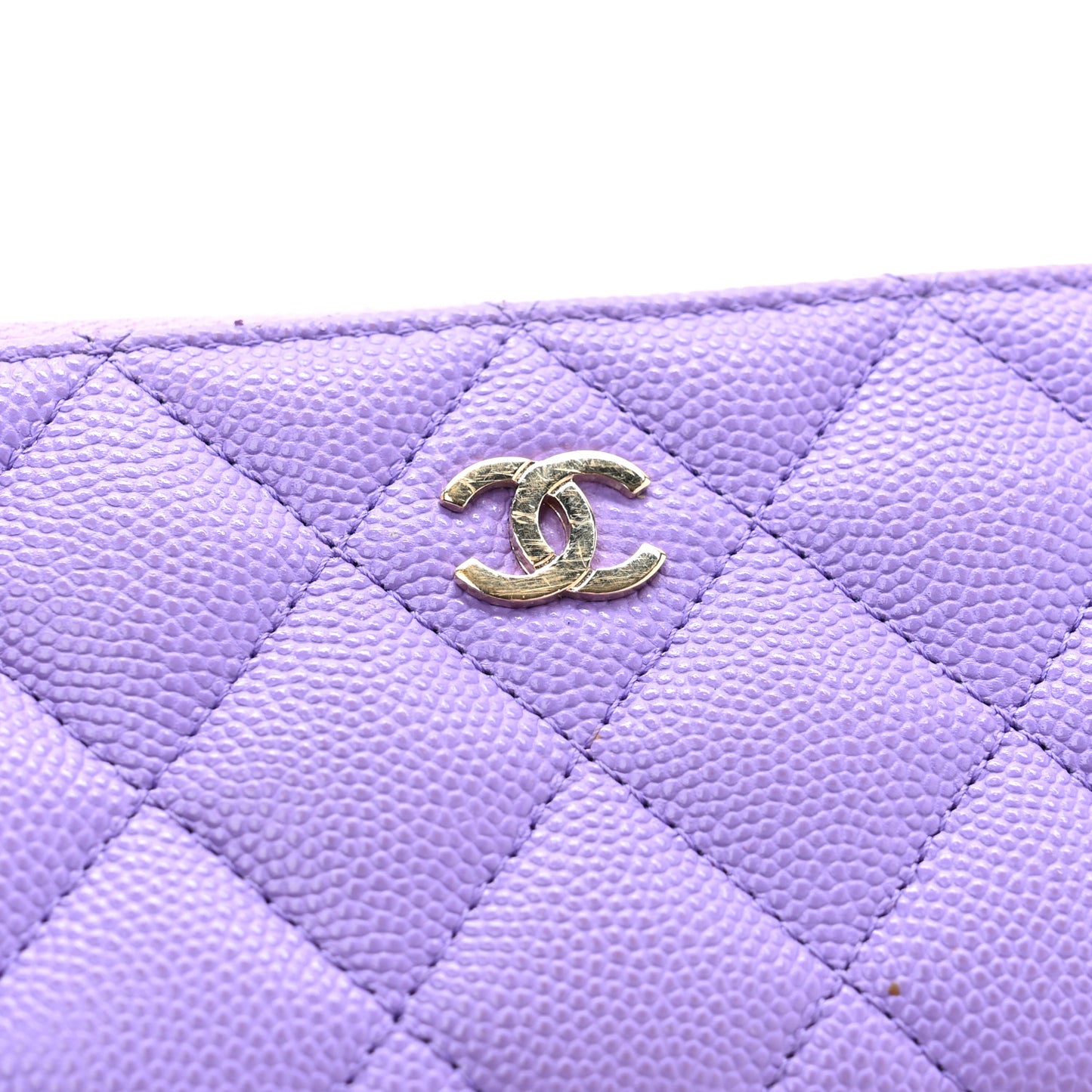 Caviar Quilted Zipped Key Holder Case Purple