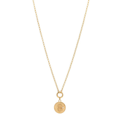 Foundrae 18K Yellow Gold Diamond Baby Karma Medallion Small Belcher Open Mini Chubby Annex Link Necklace 1 of 5