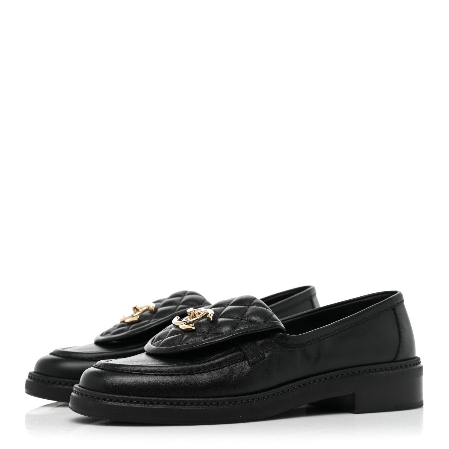Chanel Lambskin Quilted CC Turnlock Loafers 36.5 Black 3 of 9