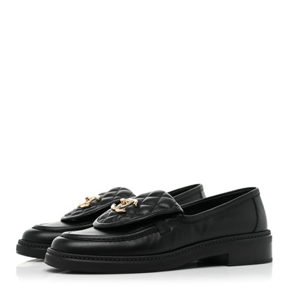 Chanel Lambskin Quilted CC Turnlock Loafers 36.5 Black 3 of 9