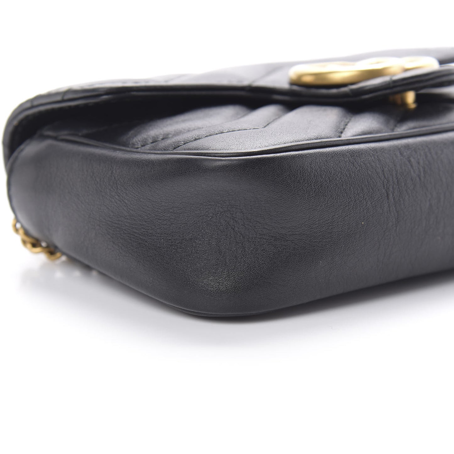 Calfskin Matelasse Super Mini GG Marmont Shoulder Bag Black